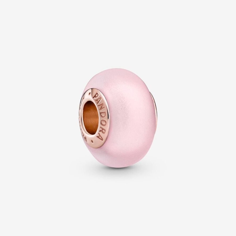 Pandora Pink murano glass and rose gold charm